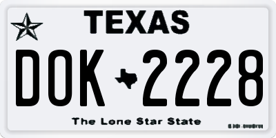 TX license plate DOK2228
