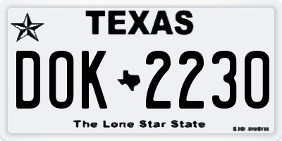 TX license plate DOK2230