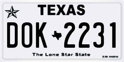 TX license plate DOK2231