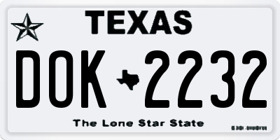 TX license plate DOK2232