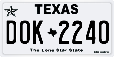 TX license plate DOK2240
