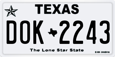 TX license plate DOK2243