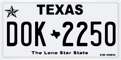 TX license plate DOK2250
