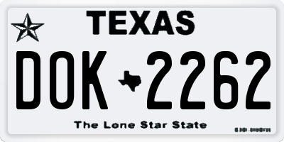 TX license plate DOK2262
