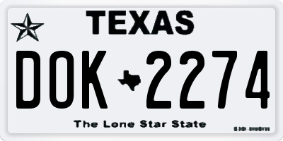 TX license plate DOK2274
