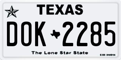 TX license plate DOK2285