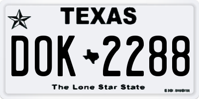 TX license plate DOK2288