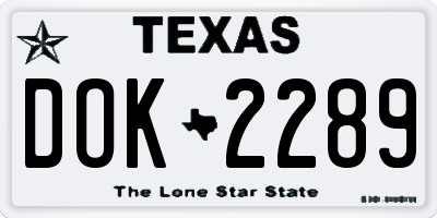 TX license plate DOK2289