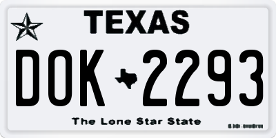 TX license plate DOK2293