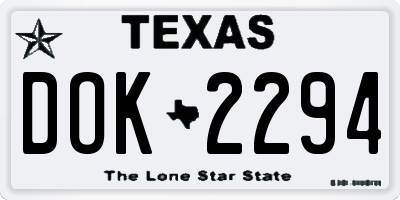 TX license plate DOK2294