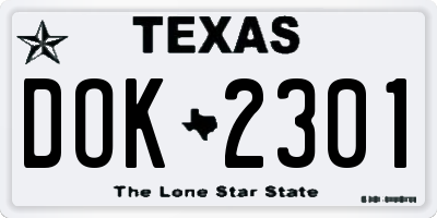 TX license plate DOK2301