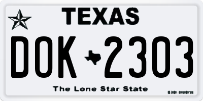 TX license plate DOK2303