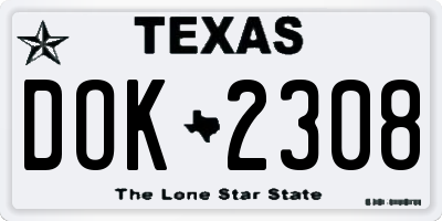 TX license plate DOK2308