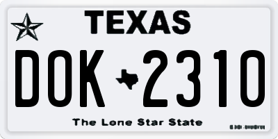 TX license plate DOK2310