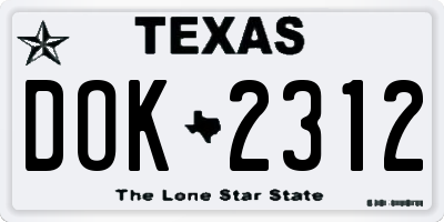 TX license plate DOK2312