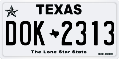 TX license plate DOK2313