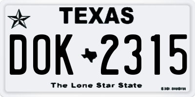 TX license plate DOK2315