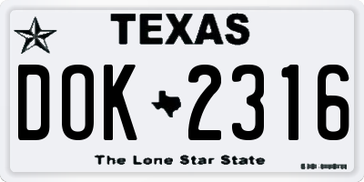 TX license plate DOK2316