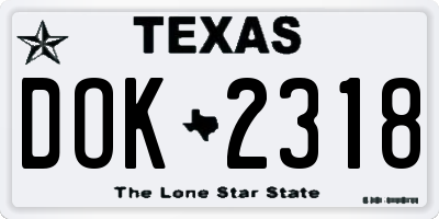TX license plate DOK2318