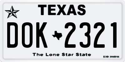TX license plate DOK2321