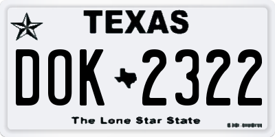 TX license plate DOK2322