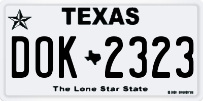 TX license plate DOK2323