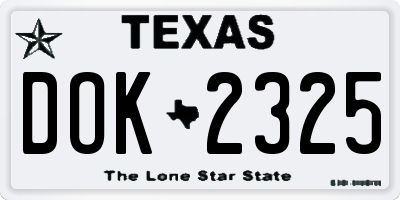 TX license plate DOK2325