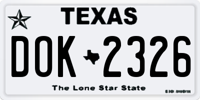 TX license plate DOK2326