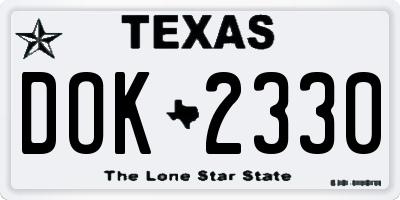 TX license plate DOK2330