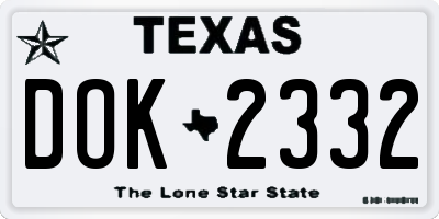 TX license plate DOK2332