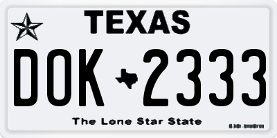 TX license plate DOK2333