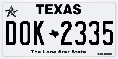 TX license plate DOK2335