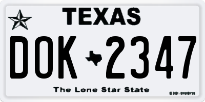 TX license plate DOK2347