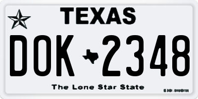 TX license plate DOK2348