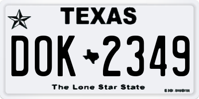 TX license plate DOK2349