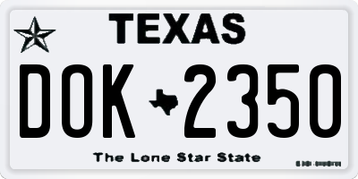 TX license plate DOK2350