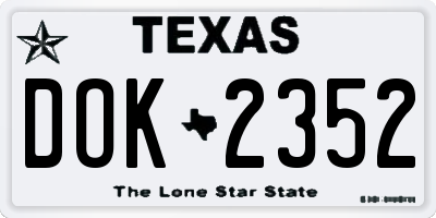 TX license plate DOK2352