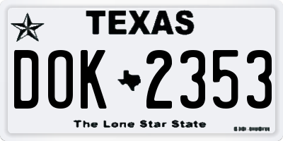 TX license plate DOK2353