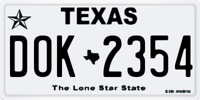 TX license plate DOK2354
