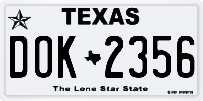TX license plate DOK2356