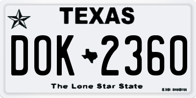 TX license plate DOK2360