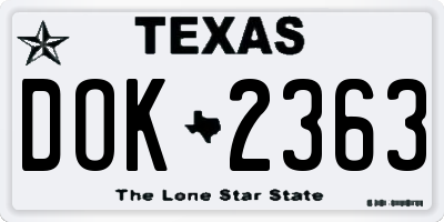 TX license plate DOK2363