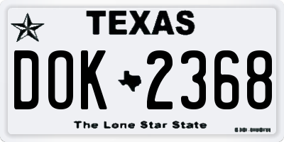 TX license plate DOK2368