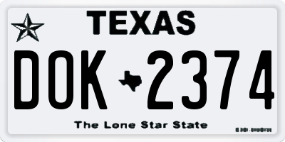 TX license plate DOK2374