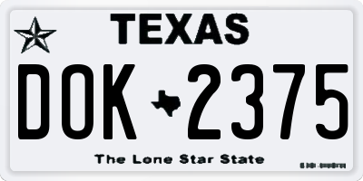 TX license plate DOK2375
