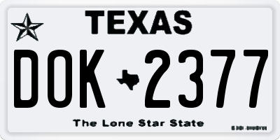 TX license plate DOK2377