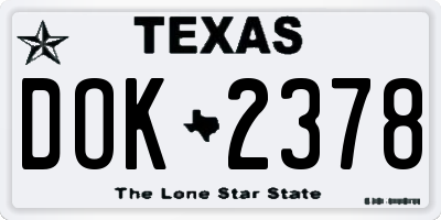 TX license plate DOK2378