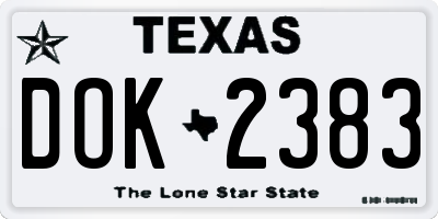 TX license plate DOK2383