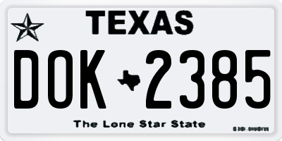 TX license plate DOK2385