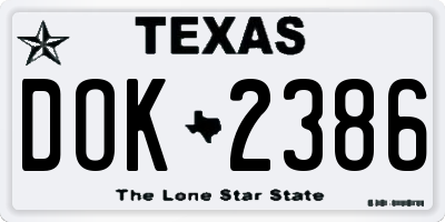 TX license plate DOK2386